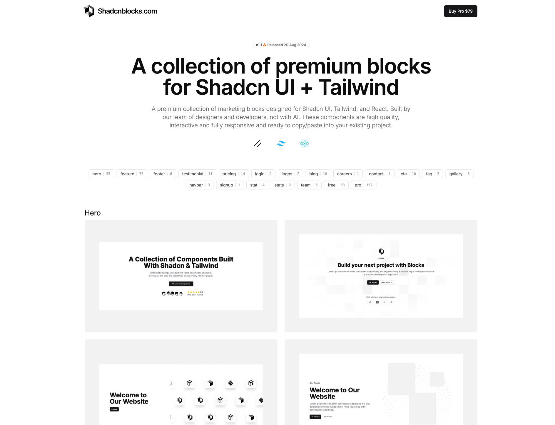 Shadcnblocks Component Library